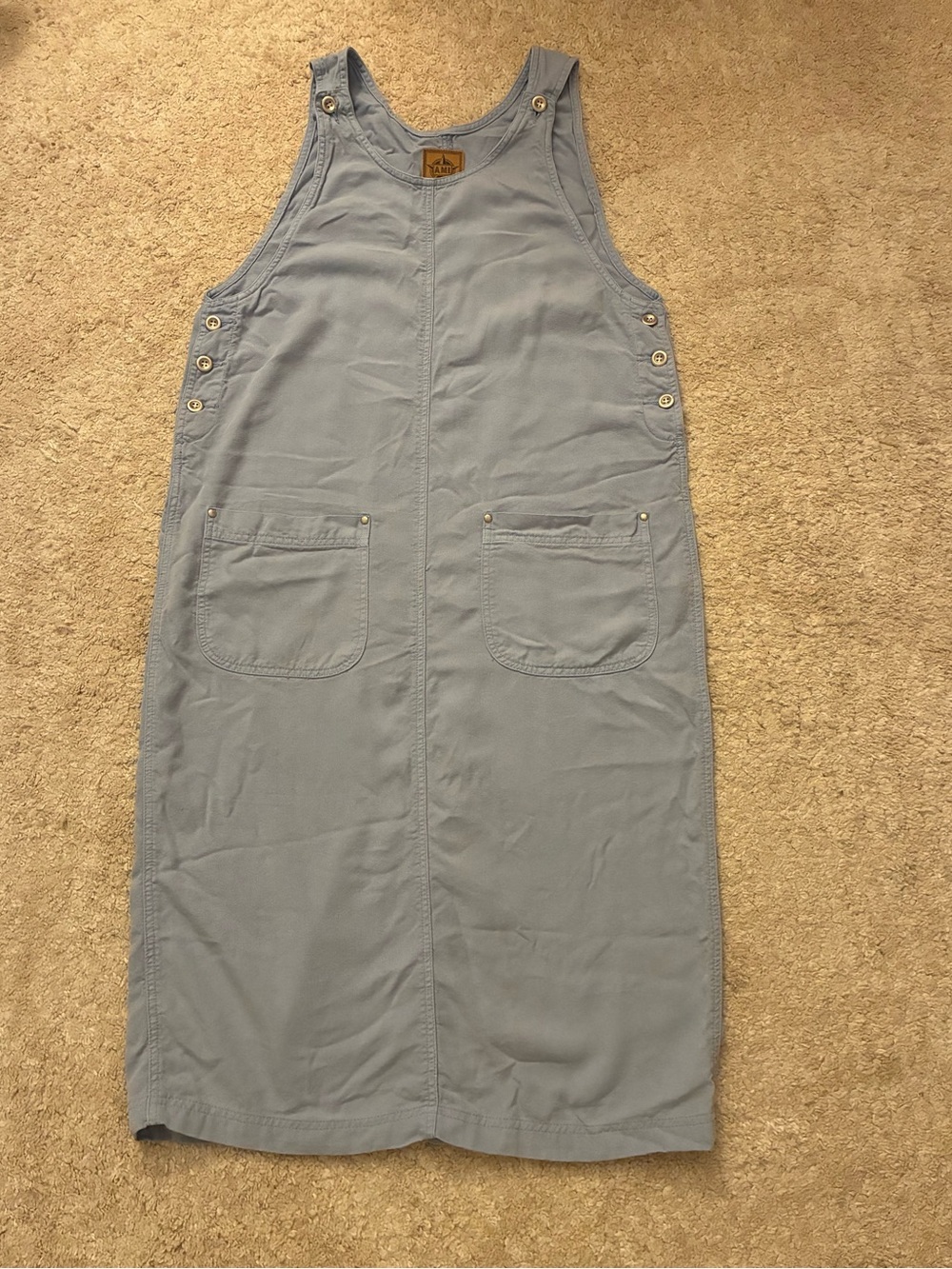 Vintage 90s AMI Tencel Overall Jumper Midi Dress Blue L